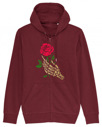 Skeleton Hand with Red Rose Burgundy