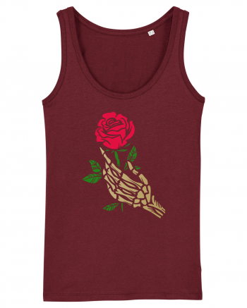 Skeleton Hand with Red Rose Burgundy