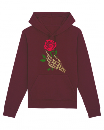 Skeleton Hand with Red Rose Burgundy