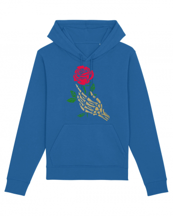 Skeleton Hand with Red Rose Royal Blue