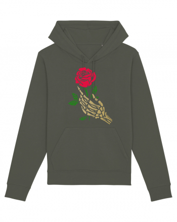 Skeleton Hand with Red Rose Khaki