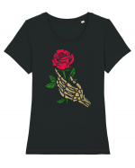 Skeleton Hand with Red Rose Tricou mânecă scurtă guler larg fitted Damă Expresser