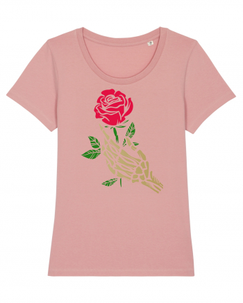 Skeleton Hand with Red Rose Canyon Pink