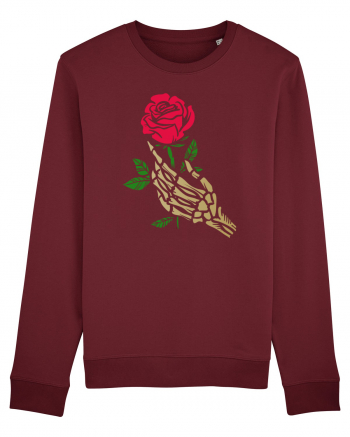 Skeleton Hand with Red Rose Burgundy