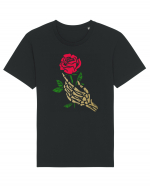 Skeleton Hand with Red Rose Tricou mânecă scurtă Unisex Rocker