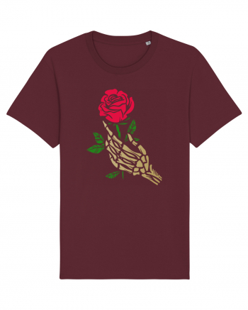 Skeleton Hand with Red Rose Burgundy