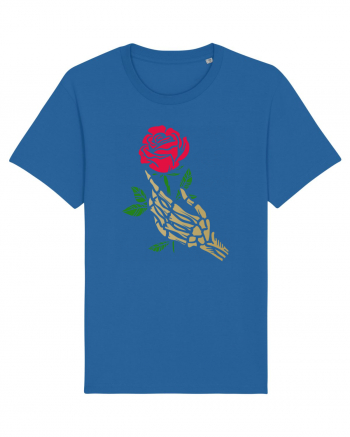 Skeleton Hand with Red Rose Royal Blue