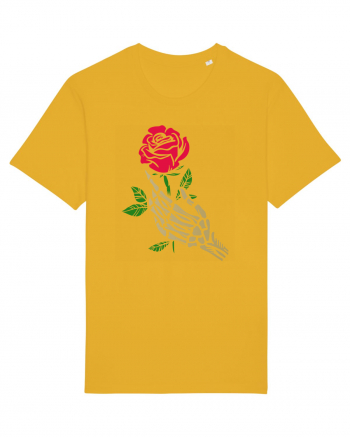 Skeleton Hand with Red Rose Spectra Yellow