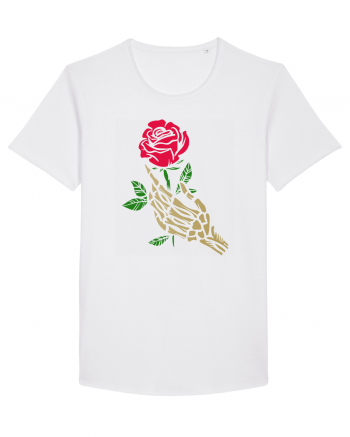 Skeleton Hand with Red Rose White