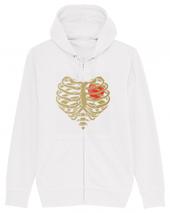 Skeleton Red Heart Golden Ribs White