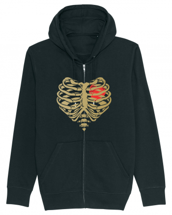 Skeleton Red Heart Golden Ribs Black