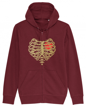 Skeleton Red Heart Golden Ribs Burgundy