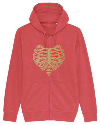 Skeleton Red Heart Golden Ribs Carmine Red