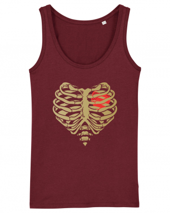 Skeleton Red Heart Golden Ribs Burgundy