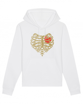 Skeleton Red Heart Golden Ribs White