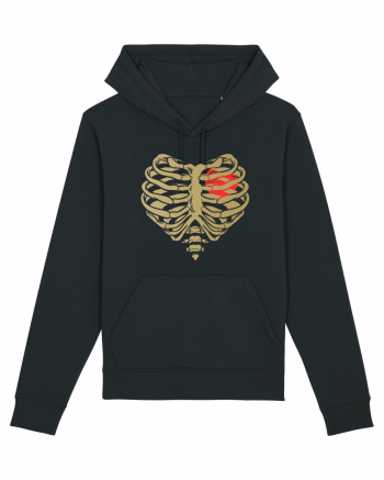 Skeleton Red Heart Golden Ribs Black