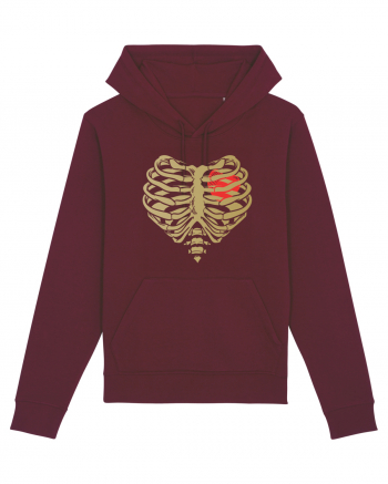 Skeleton Red Heart Golden Ribs Burgundy