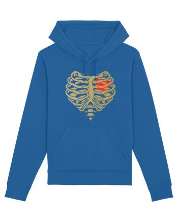 Skeleton Red Heart Golden Ribs Royal Blue