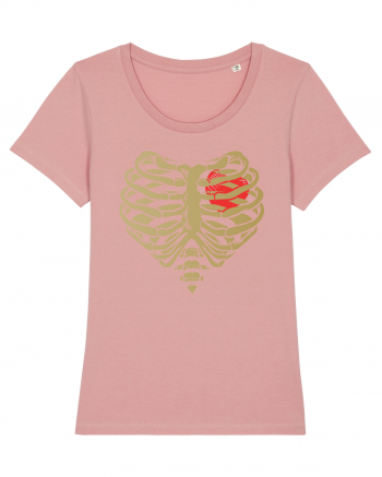 Skeleton Red Heart Golden Ribs Canyon Pink