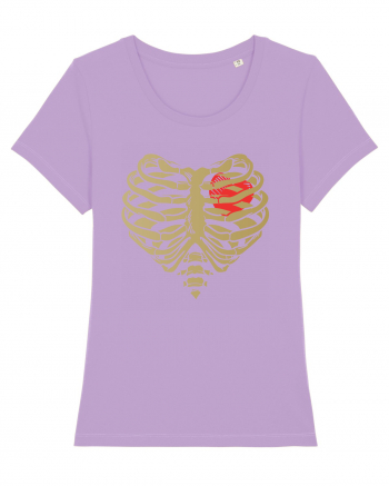 Skeleton Red Heart Golden Ribs Lavender Dawn