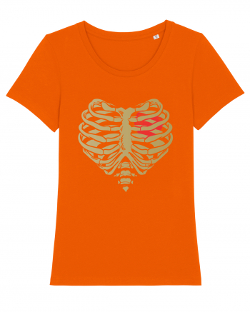 Skeleton Red Heart Golden Ribs Bright Orange