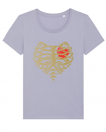 Skeleton Red Heart Golden Ribs Lavender