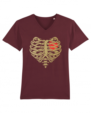 Skeleton Red Heart Golden Ribs Burgundy