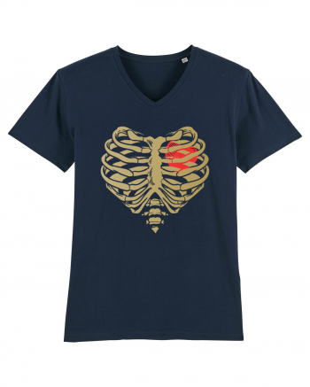 Skeleton Red Heart Golden Ribs French Navy