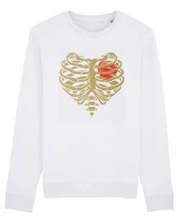 Skeleton Red Heart Golden Ribs White