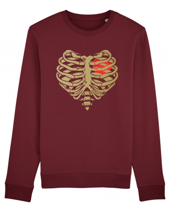 Skeleton Red Heart Golden Ribs Burgundy