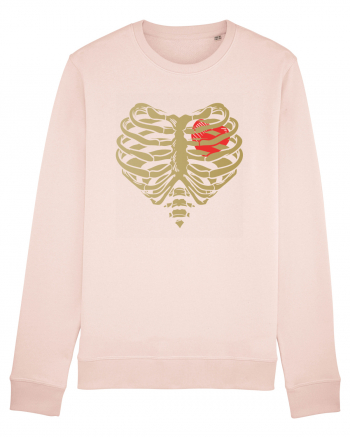 Skeleton Red Heart Golden Ribs Candy Pink