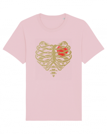 Skeleton Red Heart Golden Ribs Cotton Pink