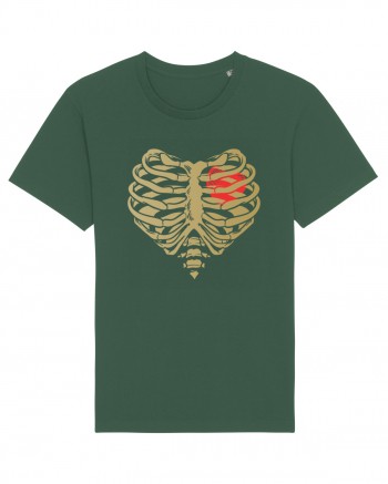 Skeleton Red Heart Golden Ribs Bottle Green