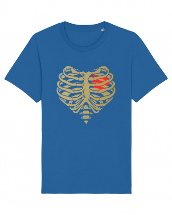 Skeleton Red Heart Golden Ribs Royal Blue