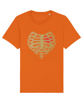 Skeleton Red Heart Golden Ribs Bright Orange