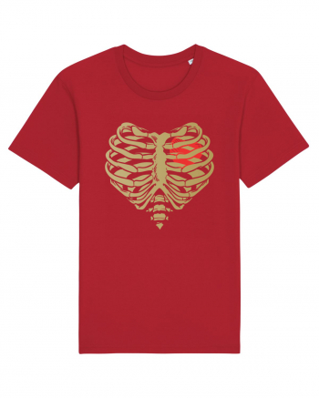 Skeleton Red Heart Golden Ribs Red