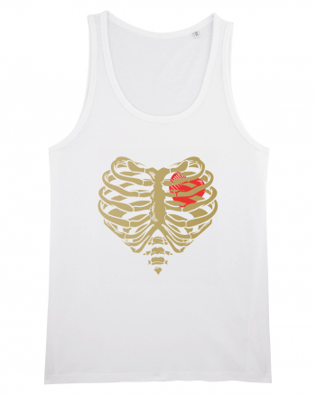 Skeleton Red Heart Golden Ribs White