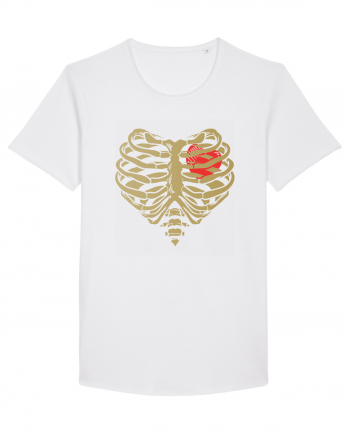 Skeleton Red Heart Golden Ribs White