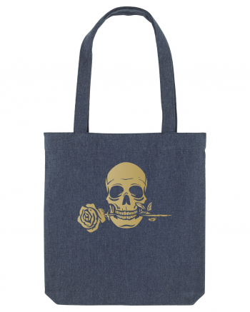 Skull with Golden Rose Midnight Blue