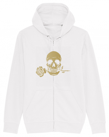 Skull with Golden Rose White