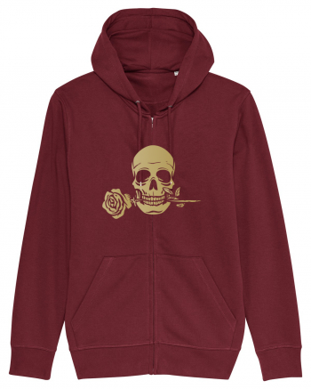 Skull with Golden Rose Burgundy