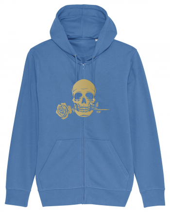 Skull with Golden Rose Bright Blue