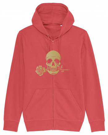 Skull with Golden Rose Carmine Red