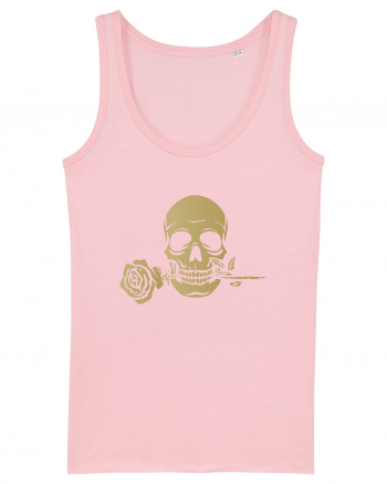 Skull with Golden Rose Cotton Pink