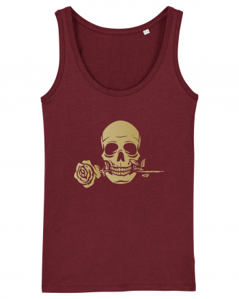 Skull with Golden Rose Burgundy