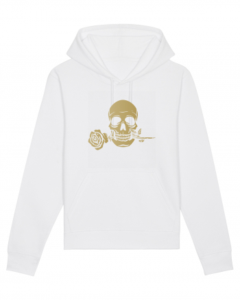 Skull with Golden Rose White