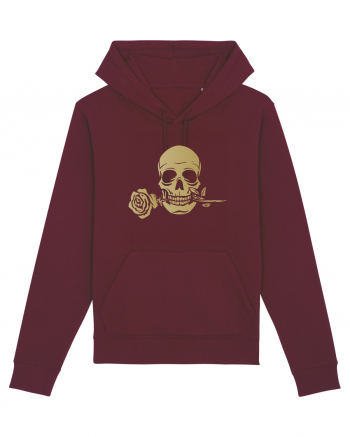 Skull with Golden Rose Burgundy