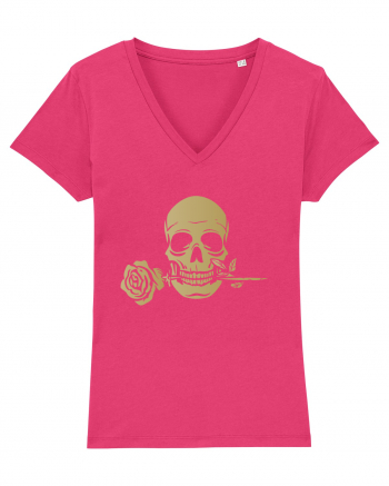 Skull with Golden Rose Raspberry