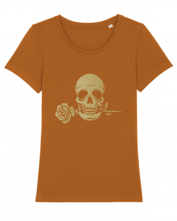 Skull with Golden Rose Roasted Orange