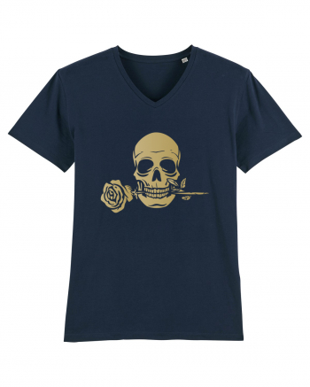 Skull with Golden Rose French Navy